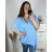 Women's Plus Size Oversize Short Sleeve Tunic (XL/2XL/3XL/4XL/5XL ONE SIZE) ITALIAN FASHION IMBM23SEE 5XL/6XL Light blue