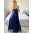 Women's Long Elegant Chiffon Sleeveless Dress (S/M ONE SIZE) ITALIAN FASHION IM423265 -   dark blue -   S / M