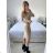 Women's Long Sleeve Knitted Dress (S/M ONE SIZE) ITALIAN FASHION IMWAK23CL5019 -   hnědá camel -   S / M