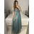 Women's Long Strapless Sequin Party Dress (S/M ONE SIZE) ITALIAN FASHION IMPSH233348 dark blue S / M