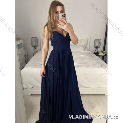 Women's Strapless Long Party Dress (S/M ONE SIZE) ITALIAN FASHION IMPSH2360055 S / M dark blue