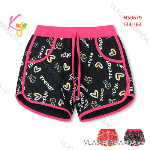 Kraťas shorts with sequins baby teen girl (98-128) KUGO K627