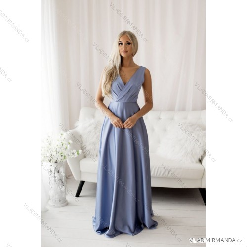 Women's Long Elegant Strapless Party Dress (SL) FRENCH FASHION FMPEL23BETSY Light blue M