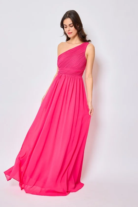 Women's Long Elegant Strapless Party Dress (SL) FRENCH FASHION FMPEL23ELSIE pink Strawberry S