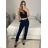 Women's long leather pants (S/M ONE SIZE) ITALIAN FASHION IMPLI2312199 -   modrá petrolejová -   S / M