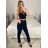 Women's long leather pants (S/M ONE SIZE) ITALIAN FASHION IMPLI2312199 -   modrá petrolejová -   S / M