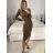 Women's Long Chiffon Short Sleeve Dress (S/M ONE SIZE) ITALIAN FASHION IMWGS231048 Brown S/M