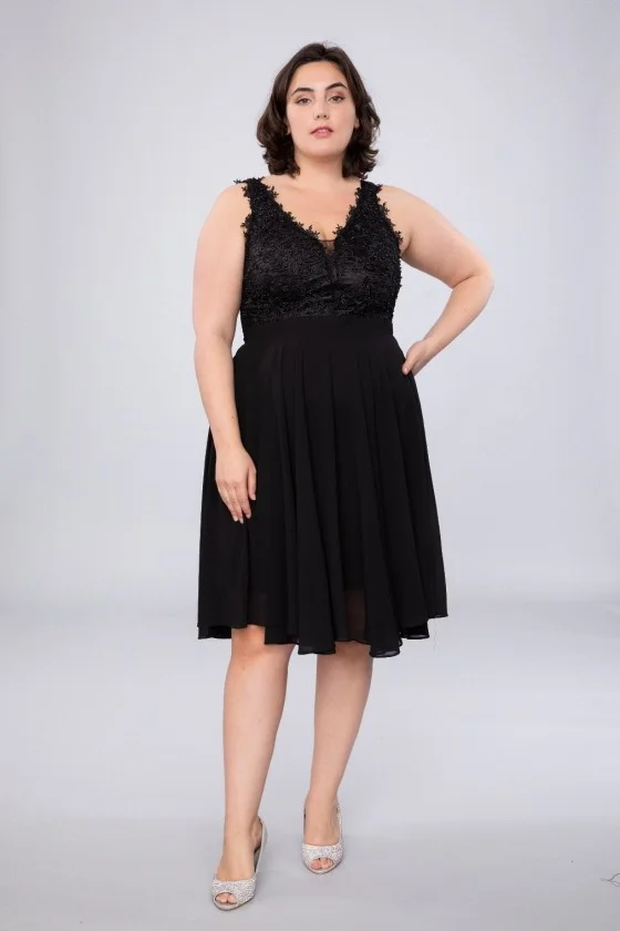 Women's Plus Size (42-48) Elegant Strapless Party Dress FRENCH FASHION FMPEL23MATHIEQS black 42