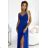 299-17 CHIARA elegant maxi dress with straps - blue with glitter