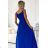 299-17 CHIARA elegant maxi dress with straps - blue with glitter