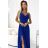 299-17 CHIARA elegant maxi dress with straps - blue with glitter