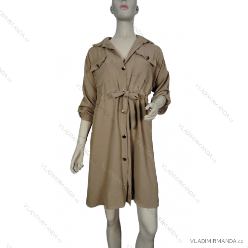 Women's Long Sleeve Hoodie Dress (S / M ONE SIZE) ITALIAN FASHION IMWA216095 -   Brown
 -   S / M