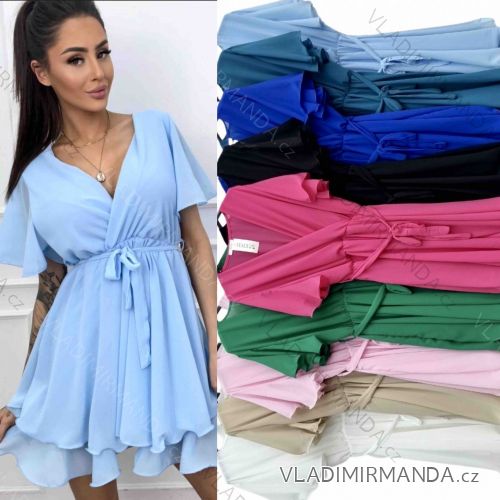 Women's Long Chiffon Short Sleeve Dress (S/M ONE SIZE) ITALIAN FASHION IMWGS231048