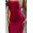 483-5 DIANE satin long dress with a leg slit - raspberry color