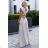 509-2 Elegant long dress tied in many ways - beige with glitter