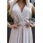 509-2 Elegant long dress tied in many ways - beige with glitter