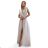 509-2 Elegant long dress tied in many ways - beige with glitter