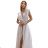 509-2 Elegant long dress tied in many ways - beige with glitter