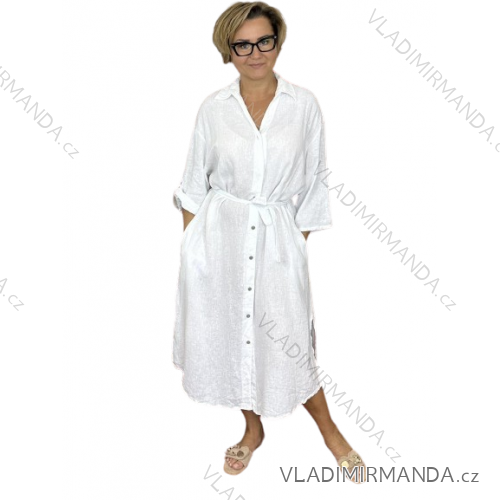 Women's Long Sleeve Shirt Dress (S/M ONE SIZE) ITALIAN FASHION IMWD232607 -   white -   56/58