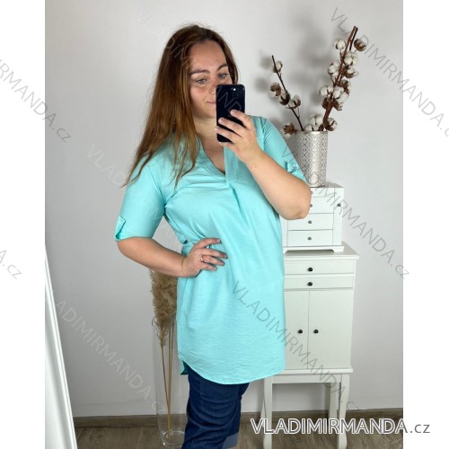 Women's elegant party long sleeve dress (S/M ONE SIZE) ITALIAN FASHION IM322282 2XL/3XL modrá mintova