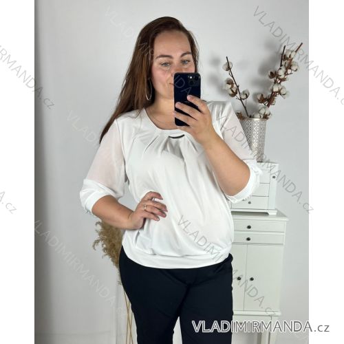 Women's short sleeve dress oversized (L-3XL) POLISH FASHION PMF20014 -   white -   3XL