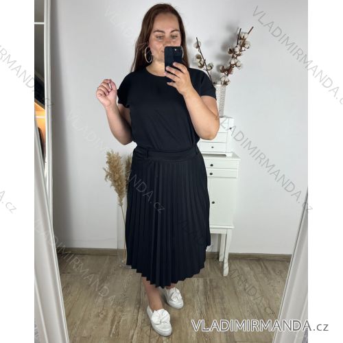 Women's Long Chiffon Short Sleeve Dress (S/M ONE SIZE) ITALIAN FASHION IMWGM23456 XL/2XL black