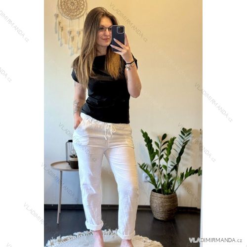 Women's Long Linen Pants (S/M/L ONE SIZE) ITALIAN FASHION IMC24164