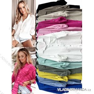 Women's Long Sleeve Muslin Shirt Plus Size (56/58 ONE SIZE) ITALIAN FASHION IMWT24060