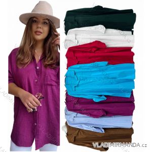 Women's Oversize Long Sleeve Linen Shirt (56/58 ONE SIZE) ITALIAN FASHION IMWT24275