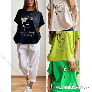 Women's Short Sleeve Cotton T-Shirt (S/M ONE SIZE) ITALIAN FASHION IMWGM23457