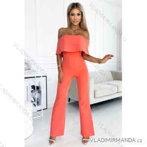 444-1 Jumpsuit with a frill and bare shoulders - peach