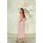 Women's Long Elegant Dress with Wide Straps (SL) FRENCH FASHION FMPEL23VELVET růžová starorůžová 38