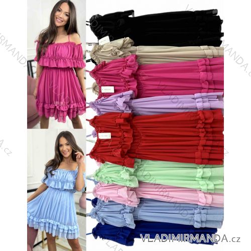 Women's Long Chiffon Short Sleeve Dress (S/M ONE SIZE) ITALIAN FASHION IMWGS231048