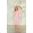 Women's Long Elegant Dress with Wide Straps (SL) FRENCH FASHION FMPEL23VELVET růžová světlá 44