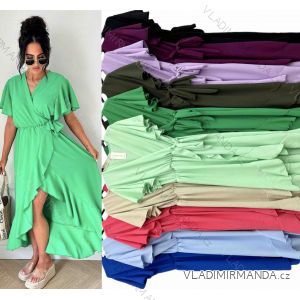 Women's Long Chiffon Short Sleeve Dress (S/M ONE SIZE) ITALIAN FASHION IMWGS231048