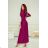 Women's Long Elegant Dress with Wide Straps (SL) FRENCH FASHION FMPEL23VELVET wine 46