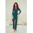 Women's Long Elegant Dress with Wide Straps (SL) FRENCH FASHION FMPEL23VELVET dark green 40