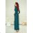 Women's Long Elegant Dress with Wide Straps (SL) FRENCH FASHION FMPEL23VELVET dark green 40