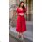 Women's Long Elegant Dress with Wide Straps (SL) FRENCH FASHION FMPEL23VELVET red 34