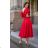 Women's Long Elegant Dress with Wide Straps (SL) FRENCH FASHION FMPEL23VELVET red 34