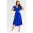 Women's Long Elegant Dress with Wide Straps (SL) FRENCH FASHION FMPEL23VELVET modrá královská 44