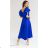 Women's Long Elegant Dress with Wide Straps (SL) FRENCH FASHION FMPEL23VELVET modrá královská 44