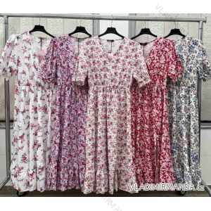 Women's Long Summer Shirt Short Sleeve Dress (S/M ONE SIZE) ITALIAN FASHION IMWY23133