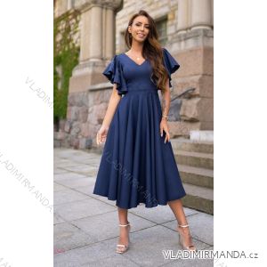 Women's Long Elegant Dress with Wide Straps (SL) FRENCH FASHION FMPEL23VELVET