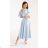 Women's Long Elegant Dress with Wide Straps (SL) FRENCH FASHION FMPEL23VELVET Light blue 40