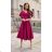 Women's Long Elegant Dress with Wide Straps (SL) FRENCH FASHION FMPEL23VELVET dark red 44