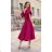 Women's Long Elegant Dress with Wide Straps (SL) FRENCH FASHION FMPEL23VELVET dark red 44