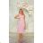 Women's Long Elegant Dress with Wide Straps (SL) FRENCH FASHION FMPEL23VELVET pink 34