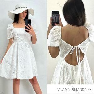 Women's Lace Cotton Short Sleeve Dress (S/M ONE SIZE) ITALIAN FASHION IMM23M7267