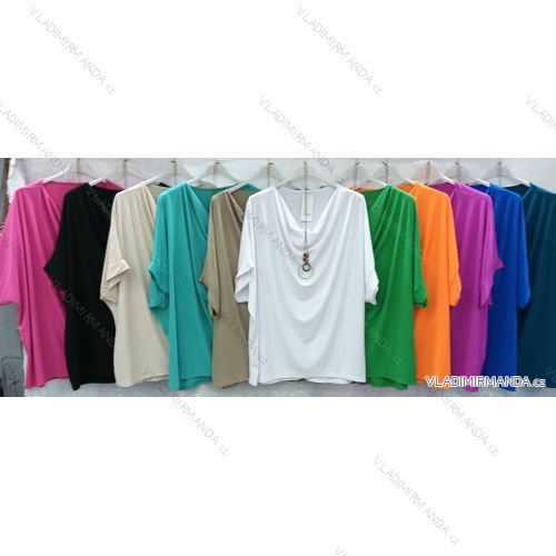 Women's Plus Size Short Sleeve Tunic With Pendant (54/56/58 ONE SIZE) ITALIAN FASHION IMWQ24202